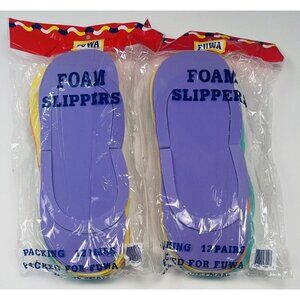 24 Pairs (2pkgs) FUWA Multicolor Disposable Spa Pedicure FOAM SLIPPERS Flip-Flop
